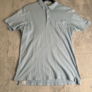 Peter Millar Polo Shirt Mens Size L Blue Pima Cotton Golf Preppy Casual Collar